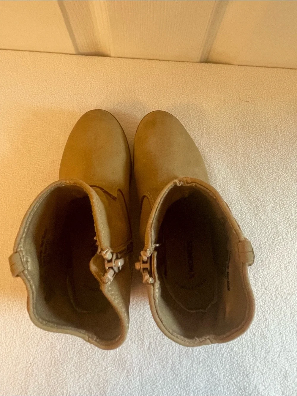 Sonoma Tan Suede Ankle Booties with Side Zip